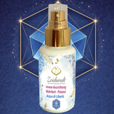 Blaues Duftspray Acqua dell’ Angelo – Innere Ausrichtung mit geometrischem Würfel- und Oktaeder-Symbol