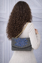 Handgefertigte Designertasche Atlanta aus Österreich mit blauem Achat 