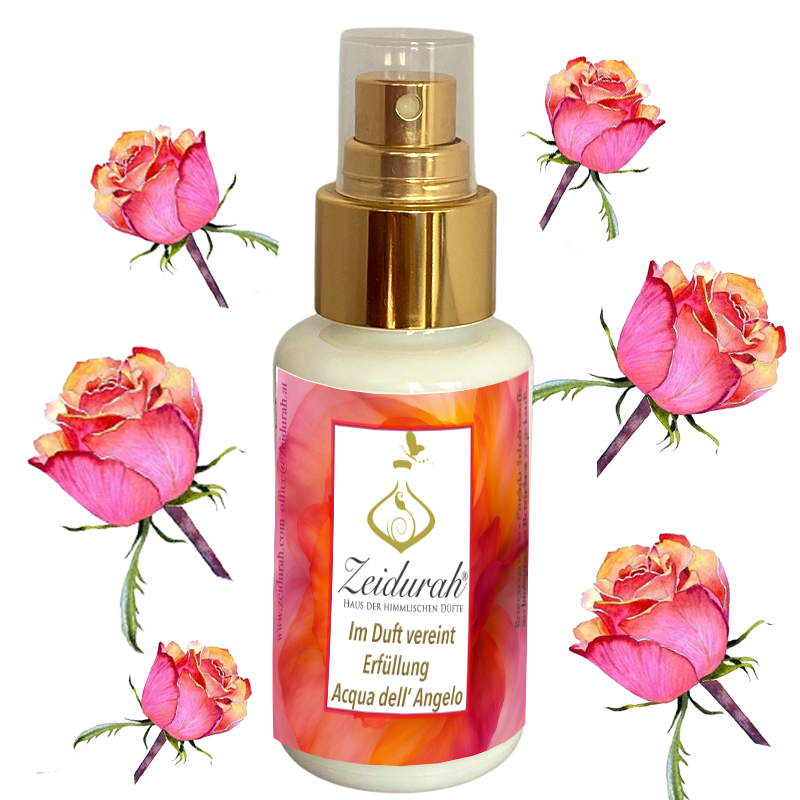„Acqua dell’ Angelo Aura-Duft – sinnlicher Duft der Liebe und Transformation mit Safran, Kakao und Vetiver Gold, inspiriert von Sonne und Mond.“