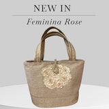 "Feminina Rose – Handgefertigte Designer Tasche mit Rosenapplikation und Kunzit-Edelsteinen"